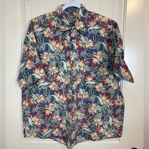 Natural Issue Aloha Hawaiian floral print ss wrinkle free button up‎ shirt sz XL